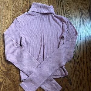 Pink Ribbed Turtle Neck